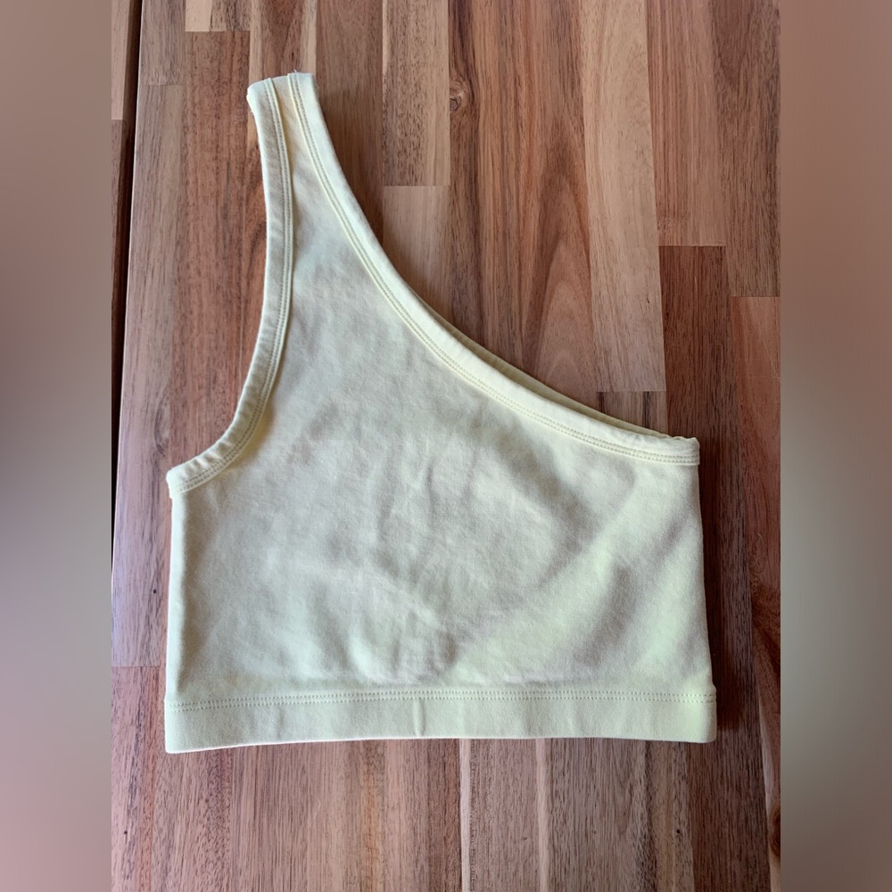 Zara Pastel Yellow One Shoulder Cropped Top